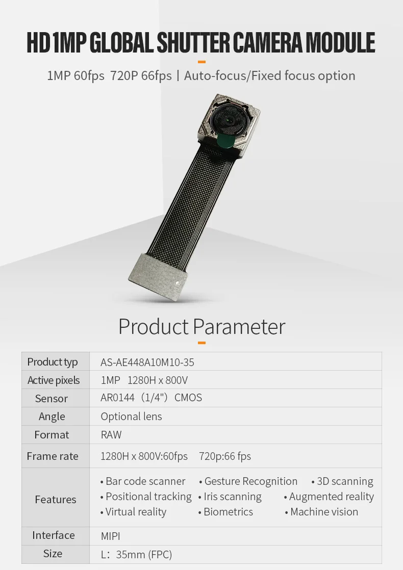 DGZX 1MP MIPI HD Global Shutter Camera Module插图