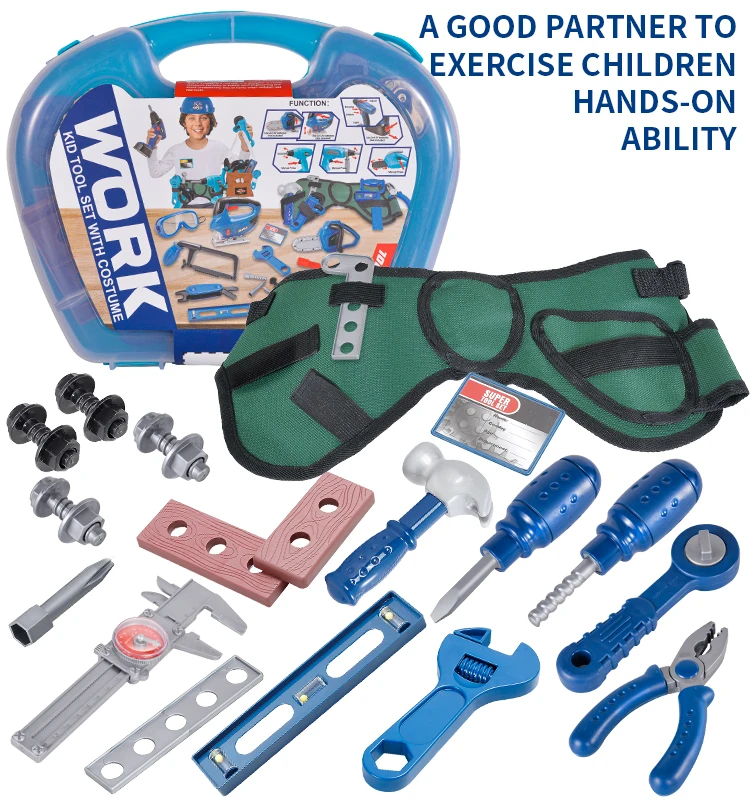 Construction Kids School Baby Worker With Belt Kit Repair Pretend Play
