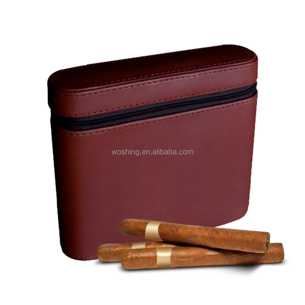 Hot Selling Custom logo PU Leather Cedar Inside Portable Cigar case