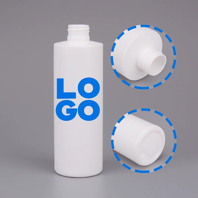 250ml HDPE Lotion Container Cylinder Flat Shoulder Cosmo Round Lotion Shampoo and Conditioner Plastic Bottles With Pump Cap