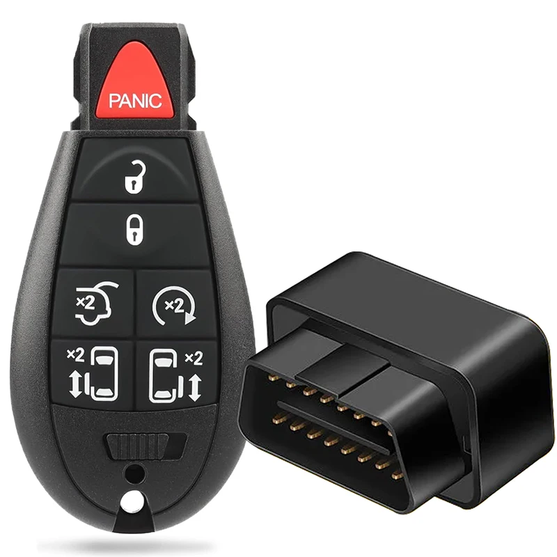 OBD Key Self Programmer and Keyless Enter Remote 6 Button Kit Compatible for Jeep Dodge Chrysler M3N5WY783X IYZ-C01C