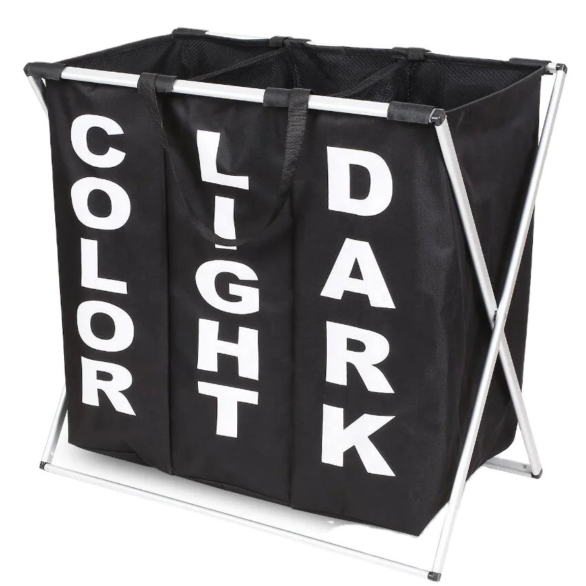 2023 Hot selling 3pcs Oxford Fabric Laundry Bag Waterproof Foldable Landry Hamper Storage Laundry Basket 3 Compartments