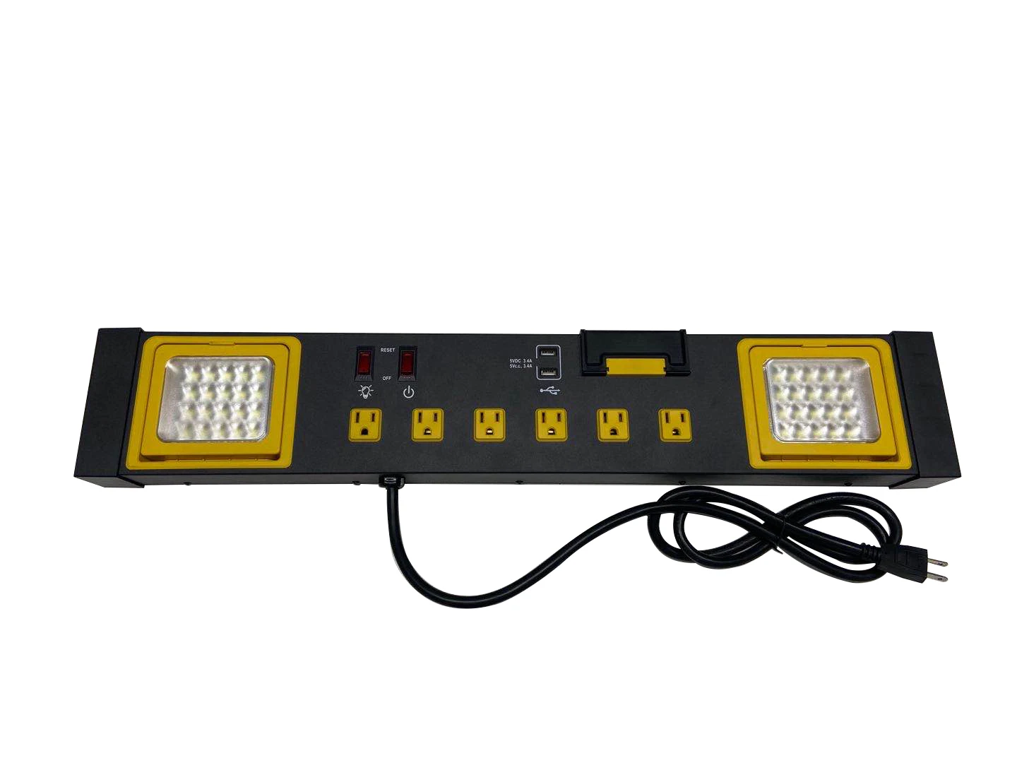 UL Listed Relocatable Power Taps with LED Work Light 6 Ports with Dual Type a USB Ports Electrical Outlet Sockets Power Charger