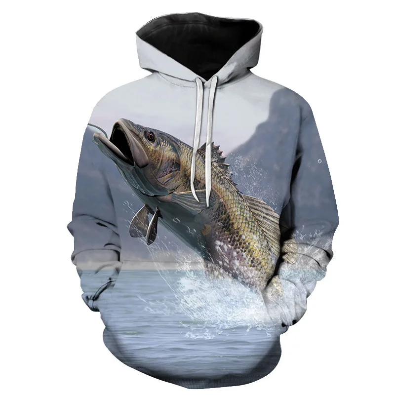 3d bass fishing moletom com capuzs