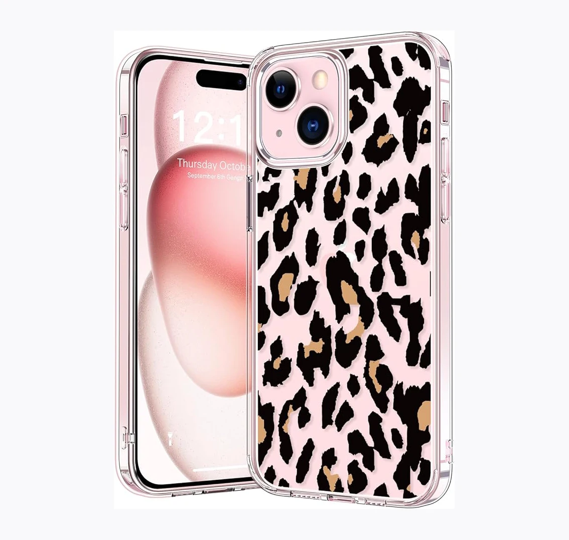 Tpu Pc Double Laminated Process Transparent leopard print Case for Iphone 15 14 13 12 Pro Max ALF-052 Laudtec