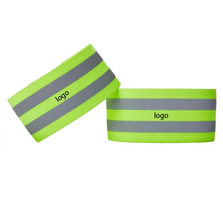 product-750-750 High Visibility Custom Elastic Fabric Wristband Reflective Armbands Band with Adjustable Hook Loop for Running Walking Cycling