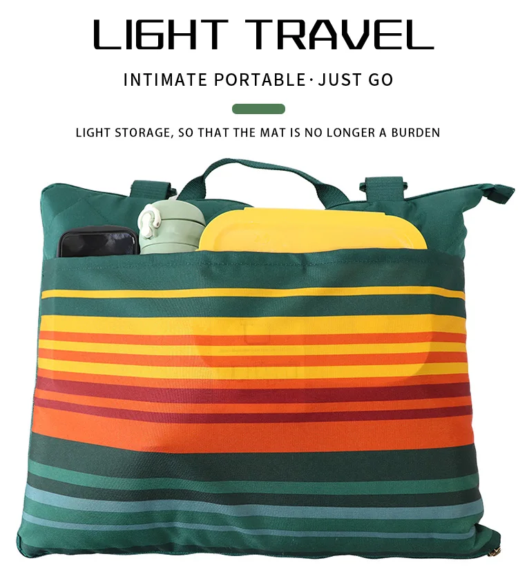 Custom Size Home Use Portable Outdoor Plaid Waterproof Picnic Blanket With Bag manufacture