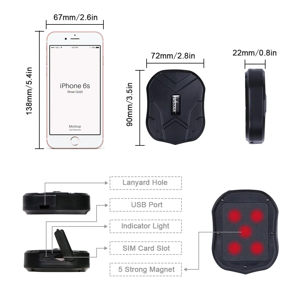 GPS Tracker Car TKSTAR Mini TK905 2G Luggage Wallet Tracker Portable GPS  Locator Waterproof Magnet Free Web APP