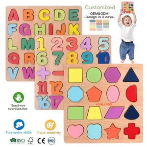 Puzzles for Toddlers 4 Pack Wooden ABC Alphabet Number Shape Puzzles Toddler Learning Toys for Kids Boys and Girls