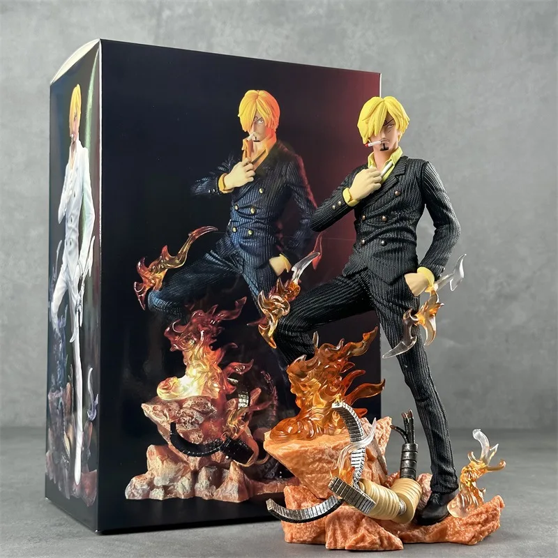 Three Color One Pieced Anime Figure Gk Lx Sanji Zoro Luffy Standing Poseture Statue Cartoon Character Sanji Figure