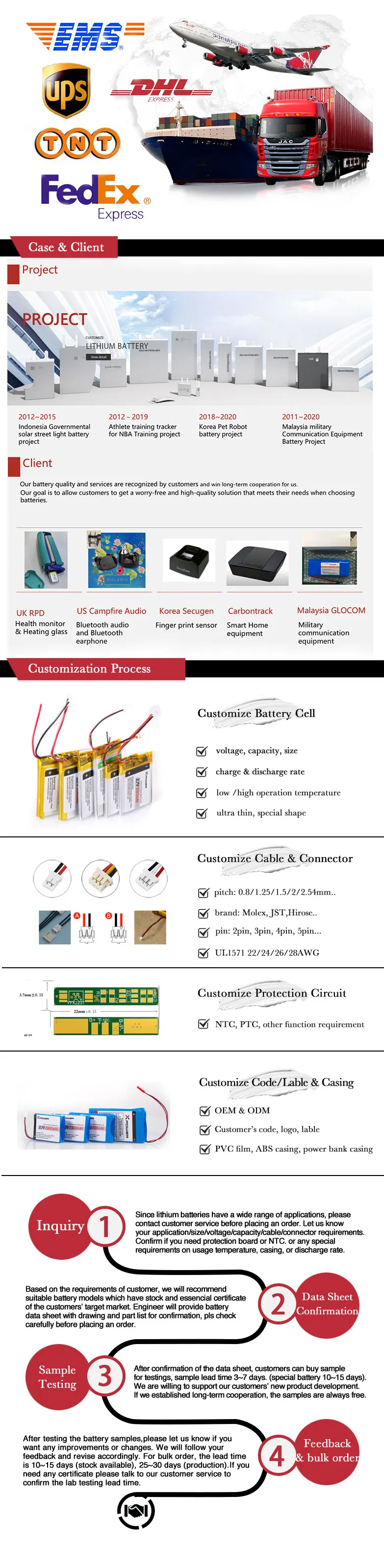 Ul Certified Rechargeable 3.7v 500mah Lithium Polymer Battery For Fingerprint Padlock supplier