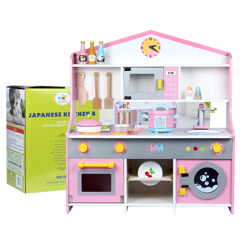 Kids Cooking Toy Washing Machine Toy Pretend Play Wooden Kitchen Toy for Kids