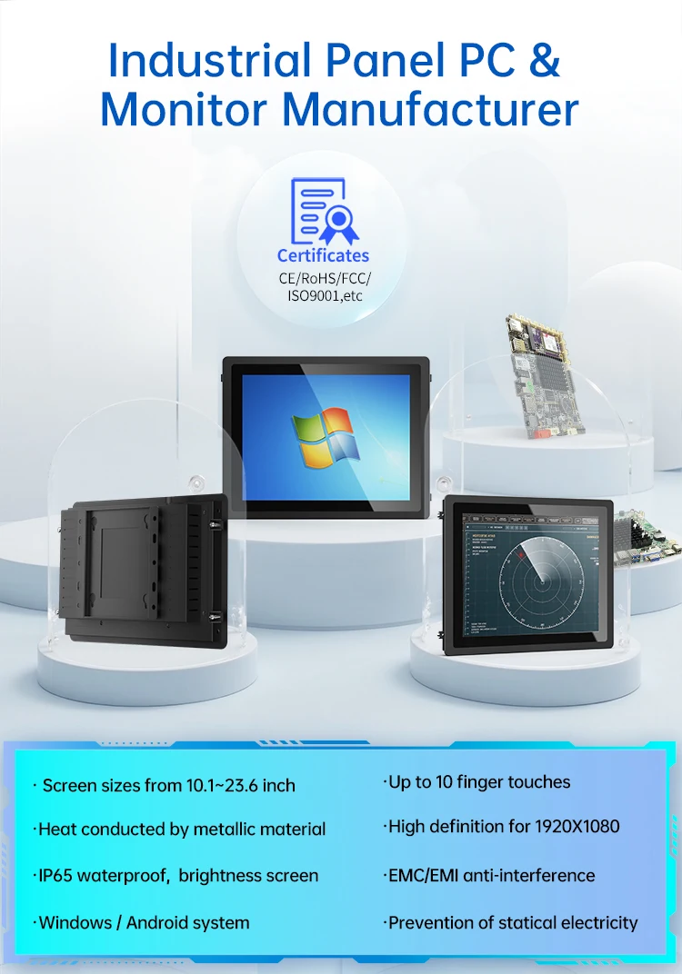 Industrial Capacitive Touch Panel PC 8-21 Inch Android Linux Wall-Mounted Embedded FCC CE for Factory Automation Kiosk