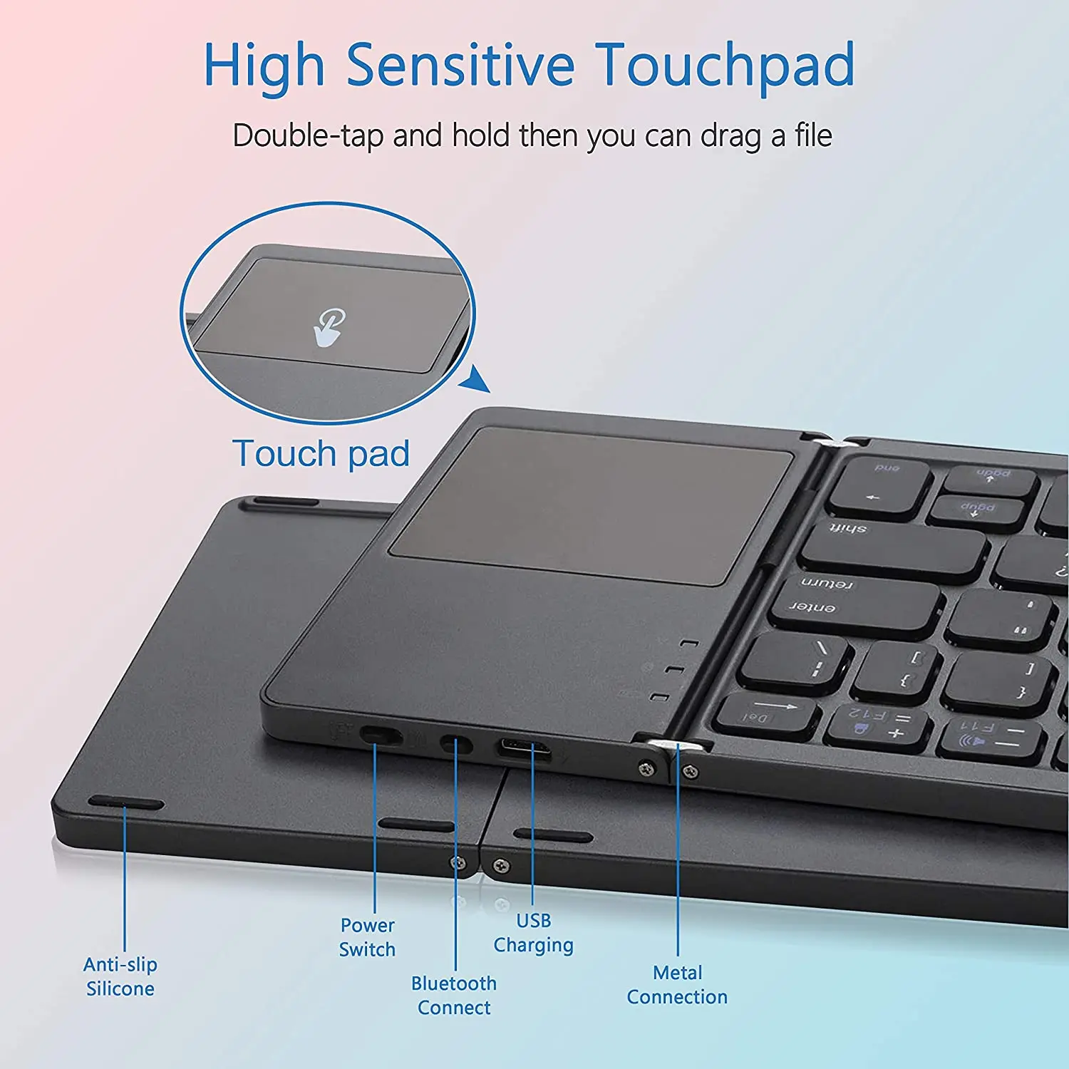 Three Foldable Touchpad Blue Tooth Keyboard for Ipad 3 Case
