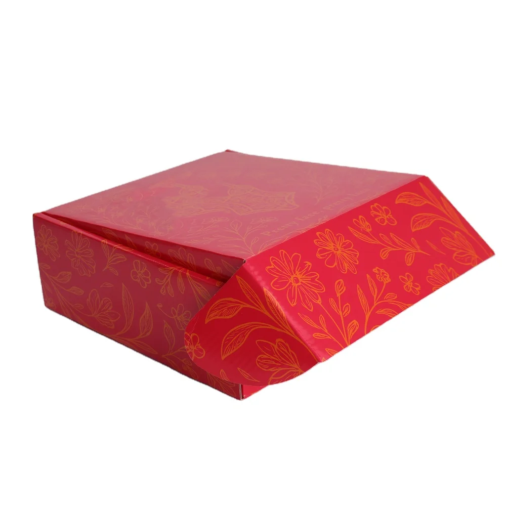 product customized red corrugated cardboard shipping box hot stamping fashion clothing paper packaging boxes for underwear-5