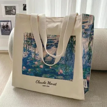 Nature Cotton Bag With Custom Printed Logo Pocket And Zipper custom grocery shopping bags women tote bag