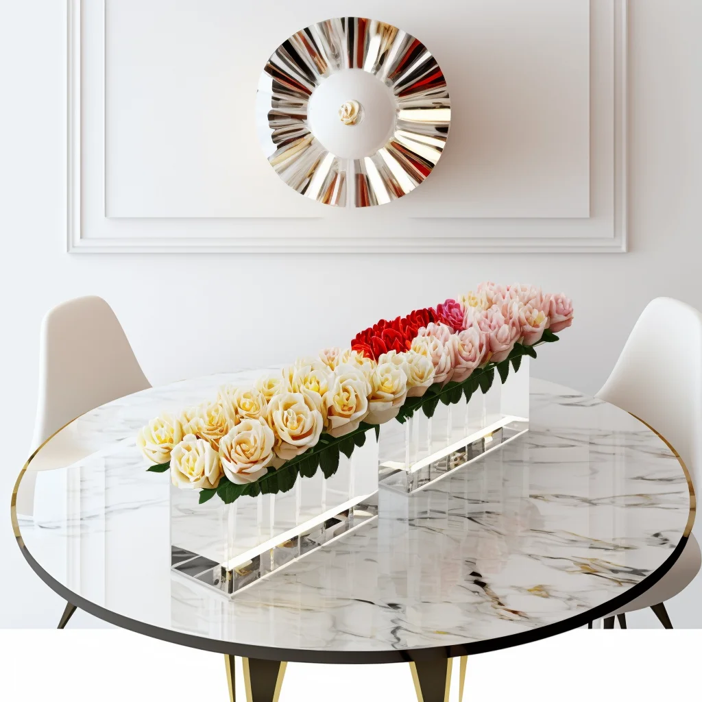 Custom Clear Rectangular Acrylic Modern Vase Rose Floral Vases Flower Display Box for Centerpieces for Home Decor Weddings