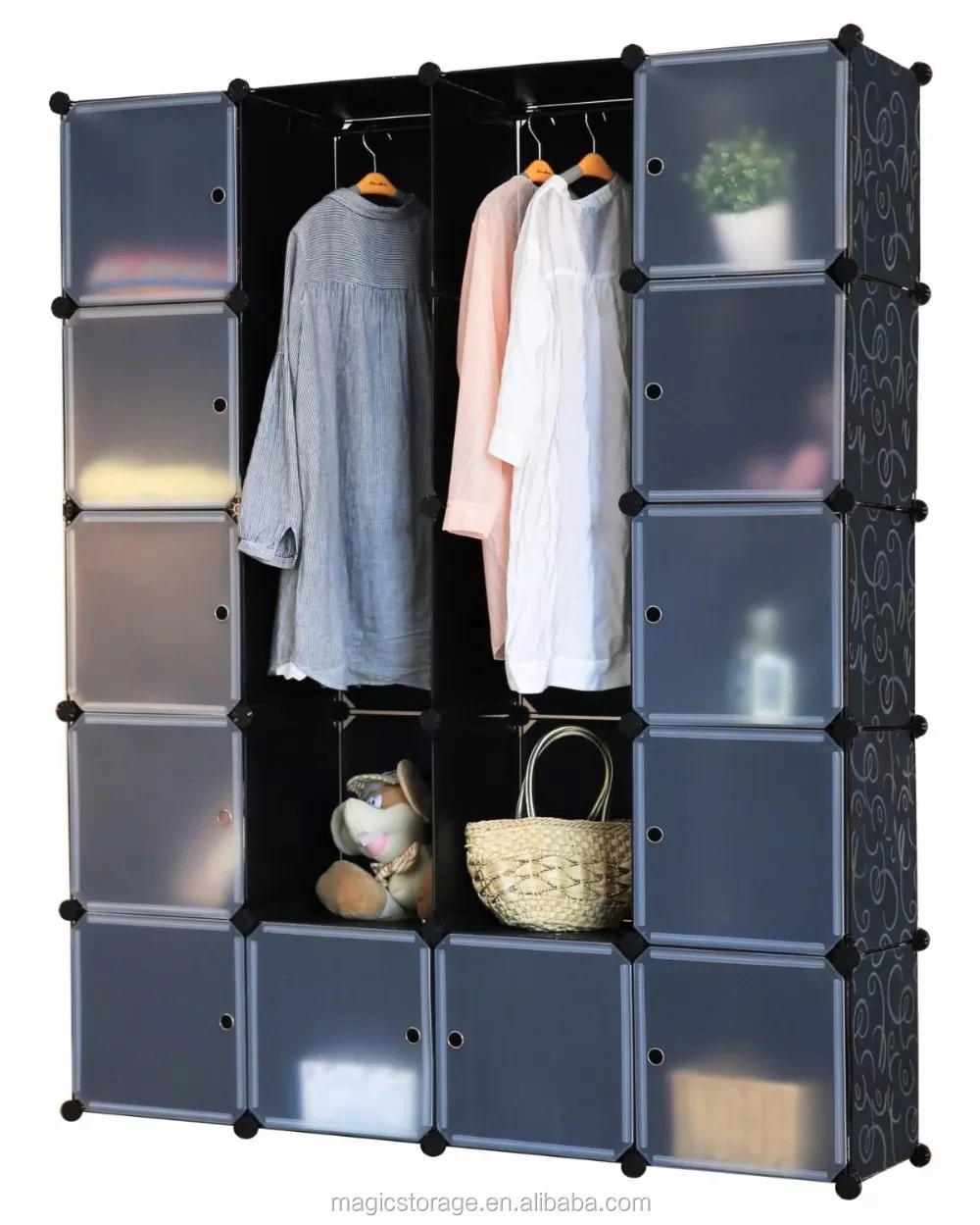 DIY Plastic Portable Wardrobe Closet Organizer Storage Shelving