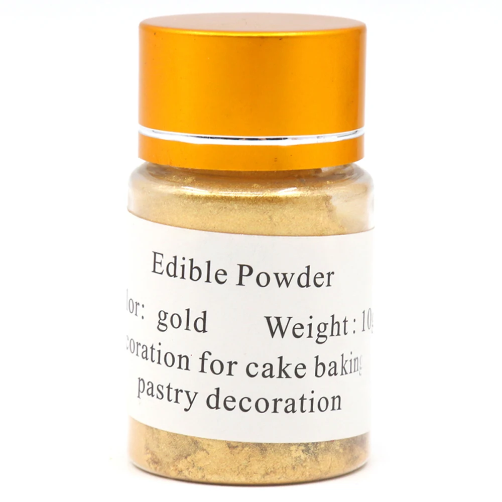 10 г/бутылка, 100% натуральный пигмент, украшение, десерт, выпечка, пищи, торт, подлинный съедобный золотой порошок