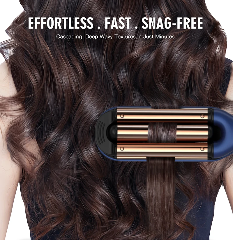 Lena 2024 Custom 19mm Electric Titanium 3 Barrel Crimper Hair Crimping