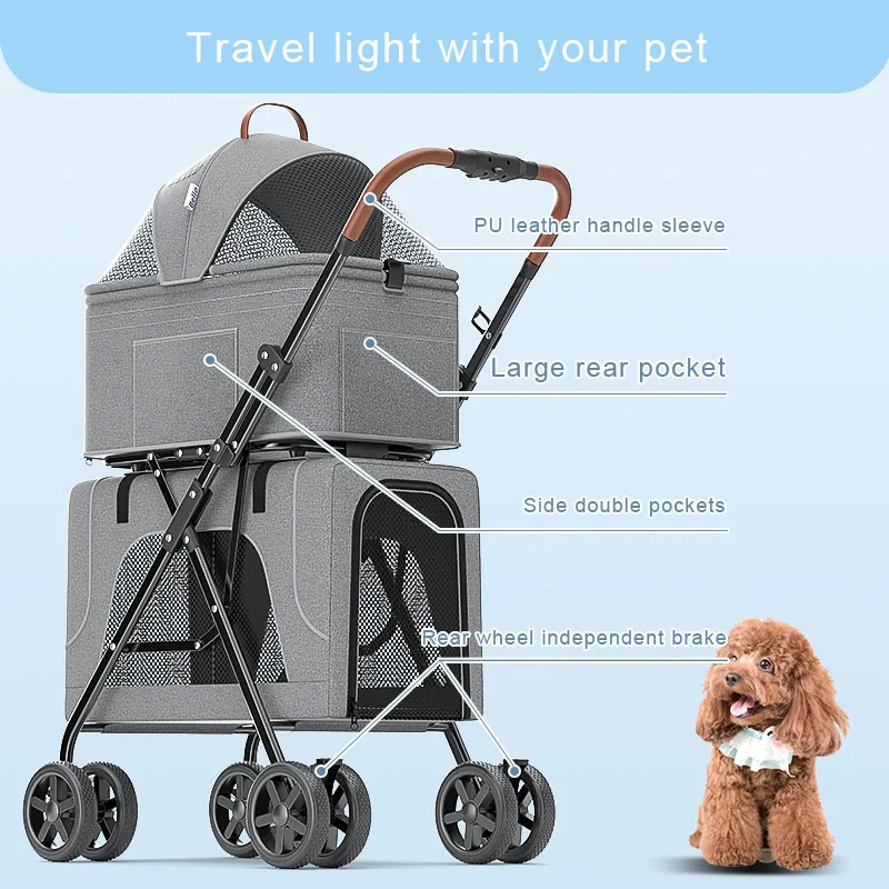 Bello Double Decker Pet Stroller - Versatile Travel Solutions