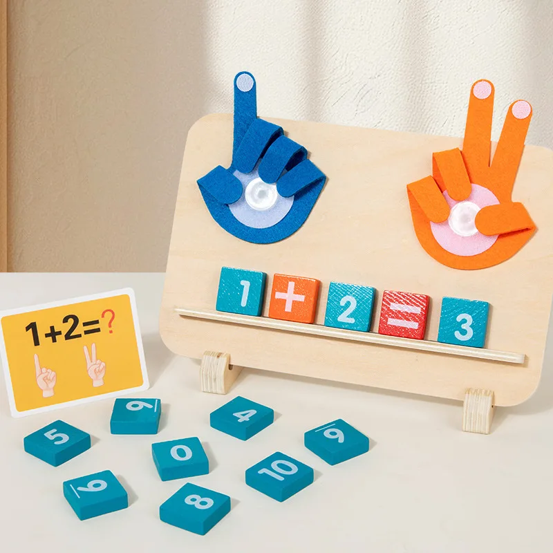 Early Learning Children Math Teaching Aids Montessori Finger Hand Counting Game Toys for Kids Educational Mathematics Wooden Toy