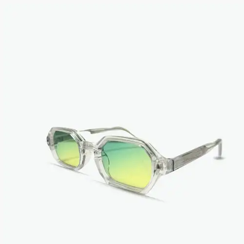 Finewell 3503 Retro Designer CP Sonnenbrille mit individuellem Logo, UV400, trendige Herren-Sonnenbrille im Farbverlauf Grün-Gelb._voghion.com