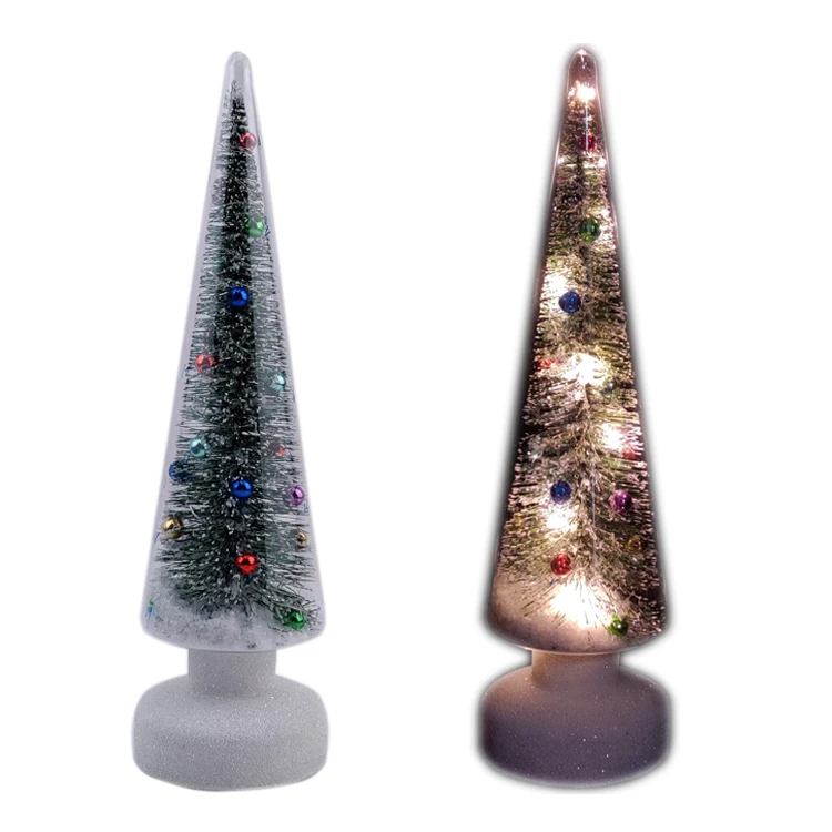 2023 Wholesale Illuminated Glass Christmas tree ornament Awesome Light Tabletop Pine Cone PET Tree