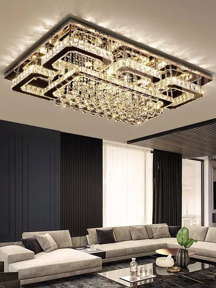 Modern Crystal Ceiling Lights Living Room Luxury Silver Ceiling Light