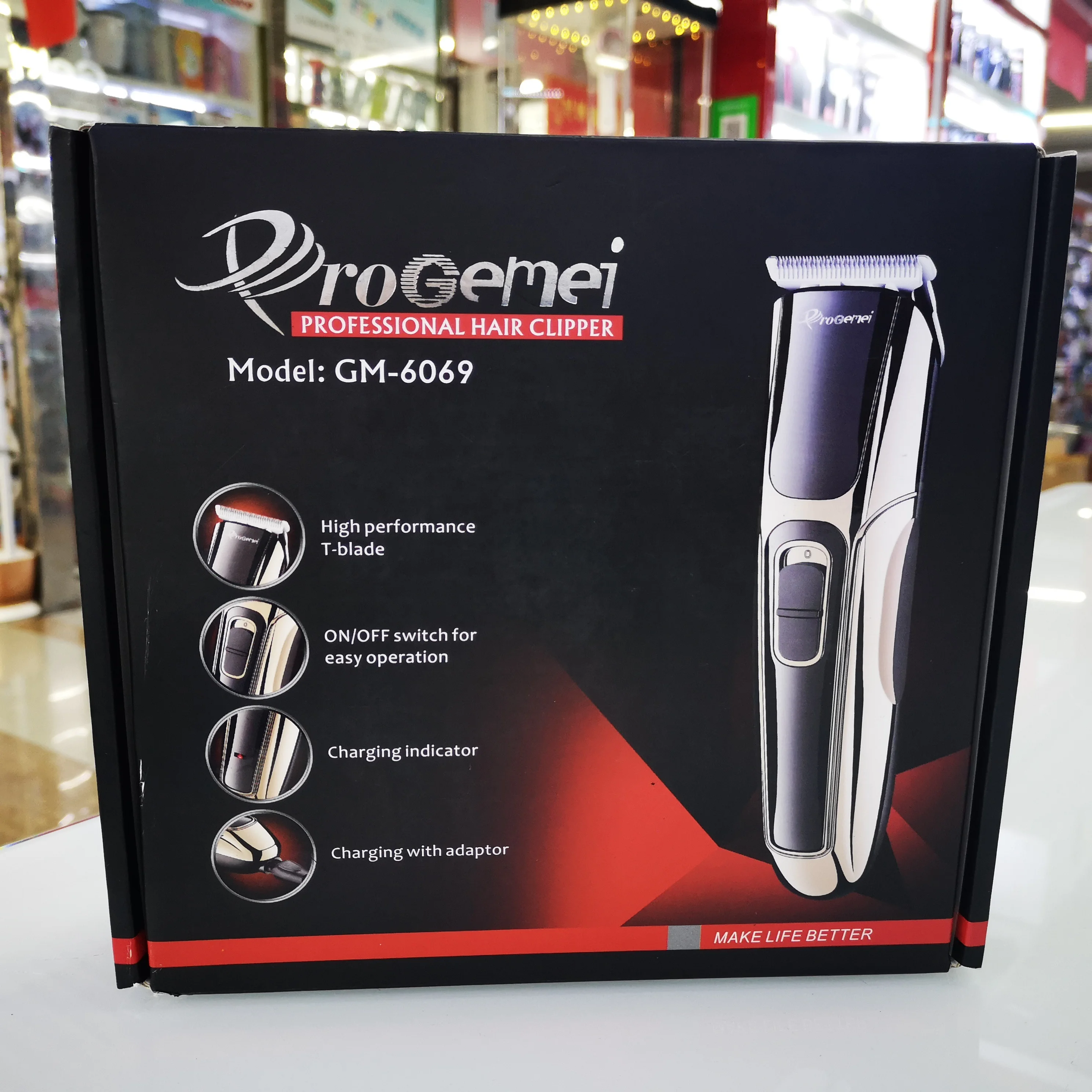 Original PROGEMEI GM6069 Electric Cordless Rechargeable Hair Clipper