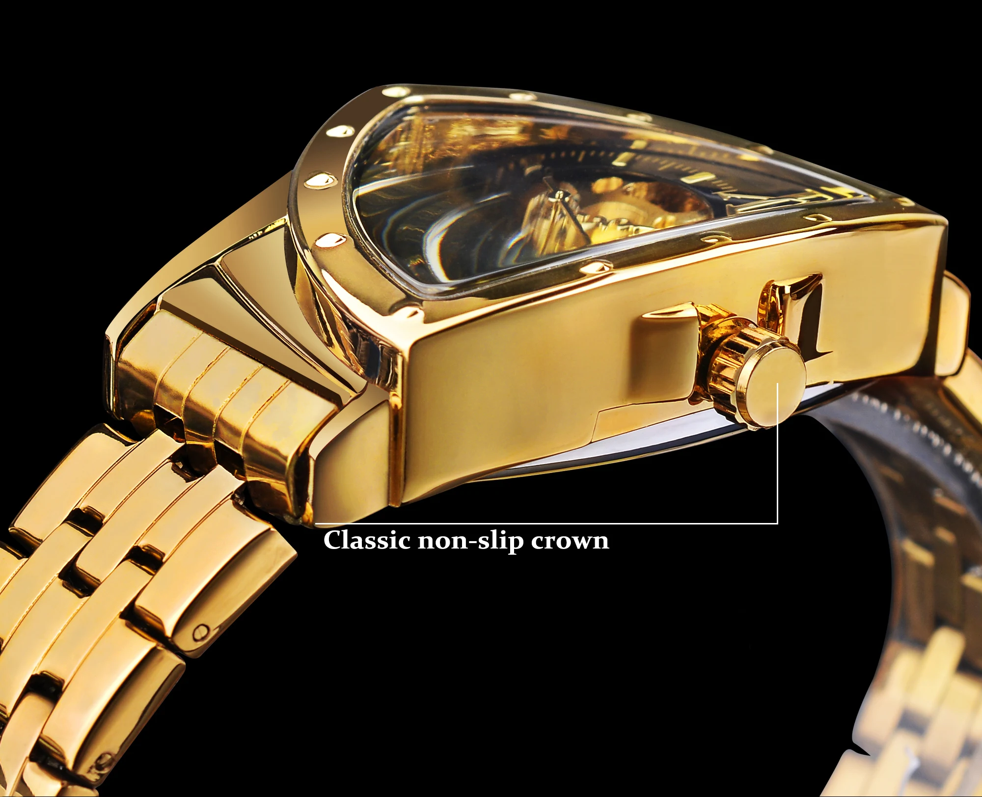 Gold Vintage Luxury Waterproof Man Watch - Automatic Mechanical