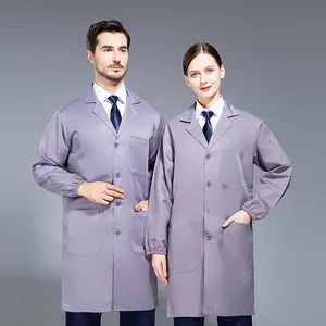 Wholesale Work Clothes Polyester Cotton Hospital Beauty Salon Dentist Gray White Uniform Lab Coat
