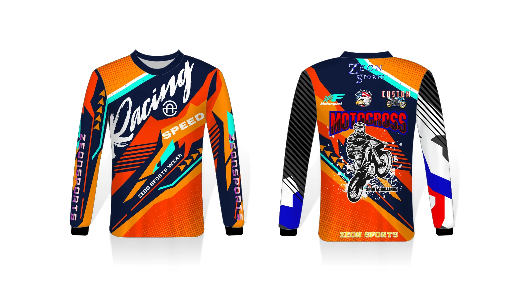 Source wholesale cheap price custom orange design sublimated comfortable  motocross jersey shirt on m.