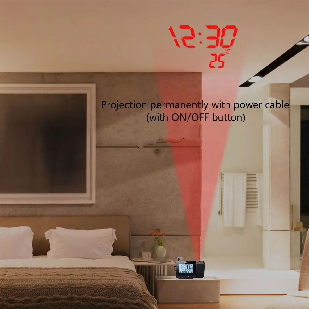 Projection Alarm Clock Digital Backlight Wall Desk Table Clocks With Time Projection Modern Home Decor Alarm Clock