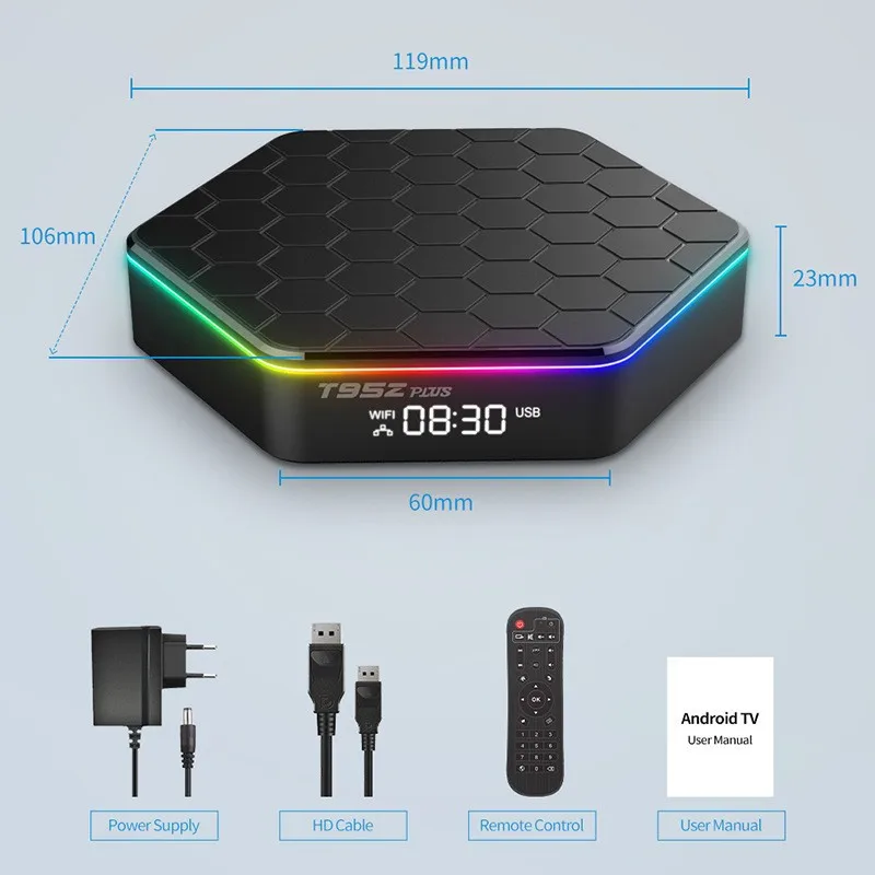 T95Z Plus H618 Smart Android 13 Set Top Box 8K HD TV Box with Dual Band WiFi 6 and for Bluetooth 5.0 Clock Display Function