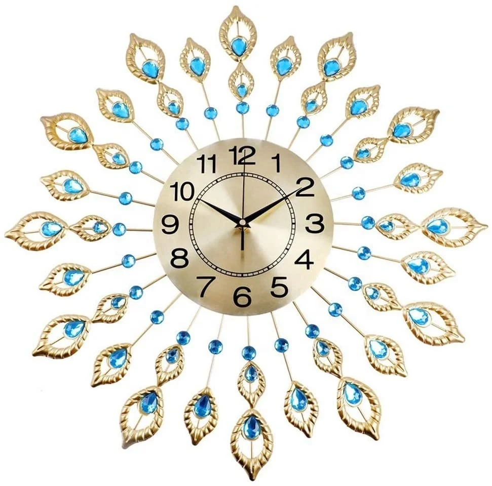 24inch 60cm Diamond Decoration Metal Design Crystal Luxury Sunburst Gold Peacock Wall Clock For Home Decoration Buy Wall Clocks For Bedroom Home Goods Wall Clocks Peacock Wall Clock Product On Alibaba Com