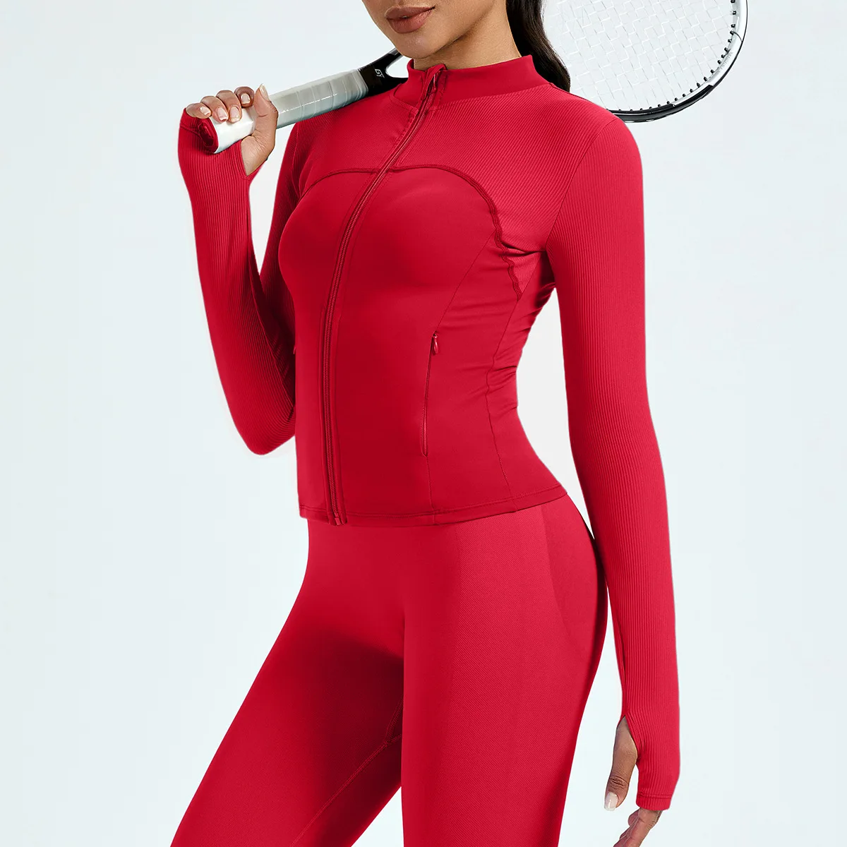Nude Breathable for Long Sleeve High-End Sports Jacket Slim Fit Zipper Running Training preview
