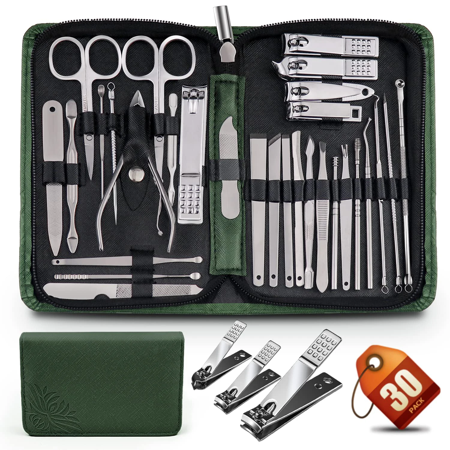 Personalized 30 Piece Nail Clipper Professional Nail Care Kit Stainless