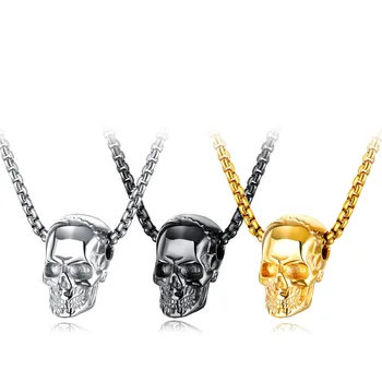 Punk Jewelry Rock Horrible Deathly Hallows Stainless Steel Jewellery Skull Pendant Men Necklaces