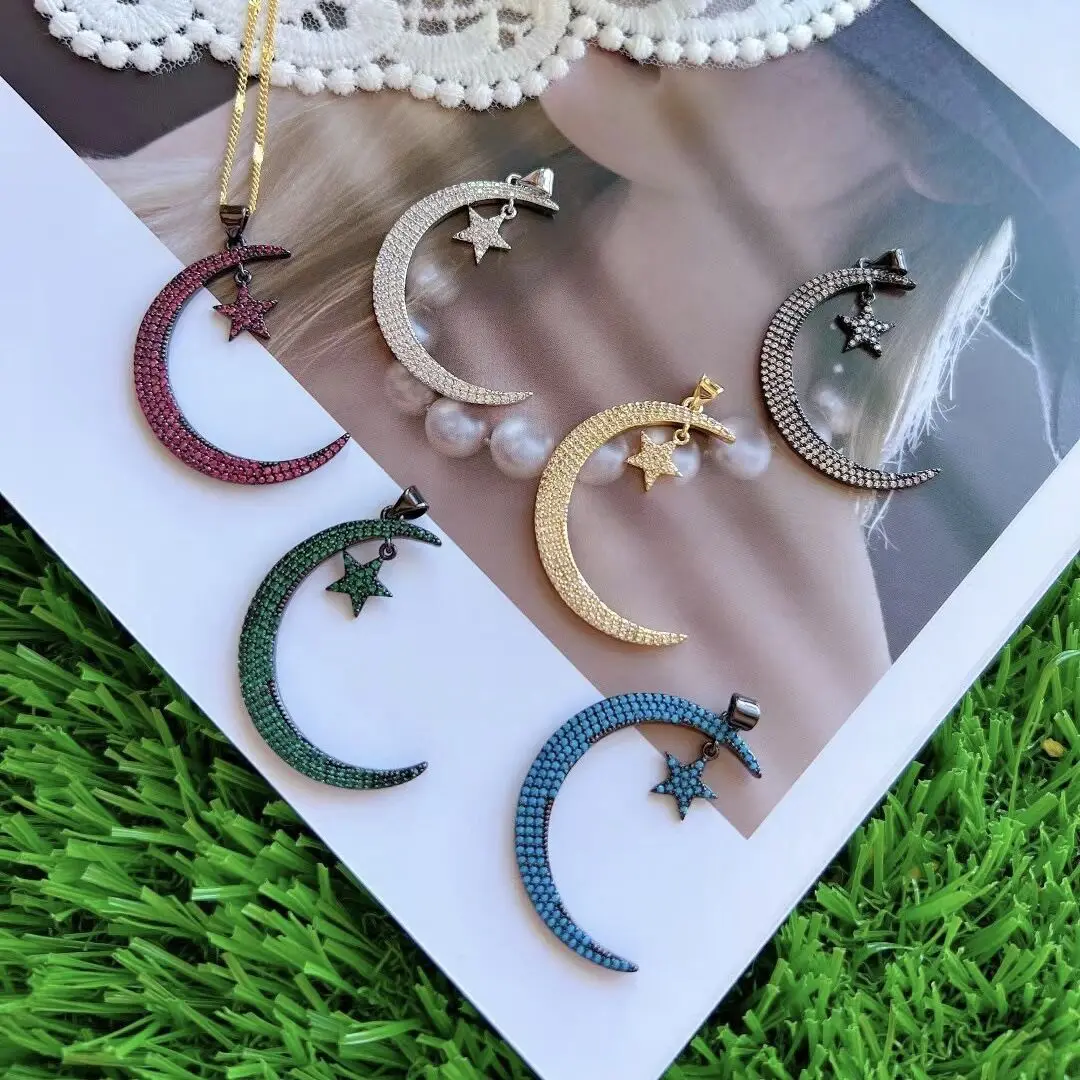 Pace Moon Star Pendant Charm Necklace 
