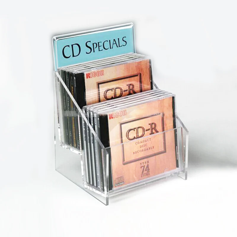 2tiered Clear Acrylic Cd Rack Header Can Holds 15 Cds,Clear Acrylic