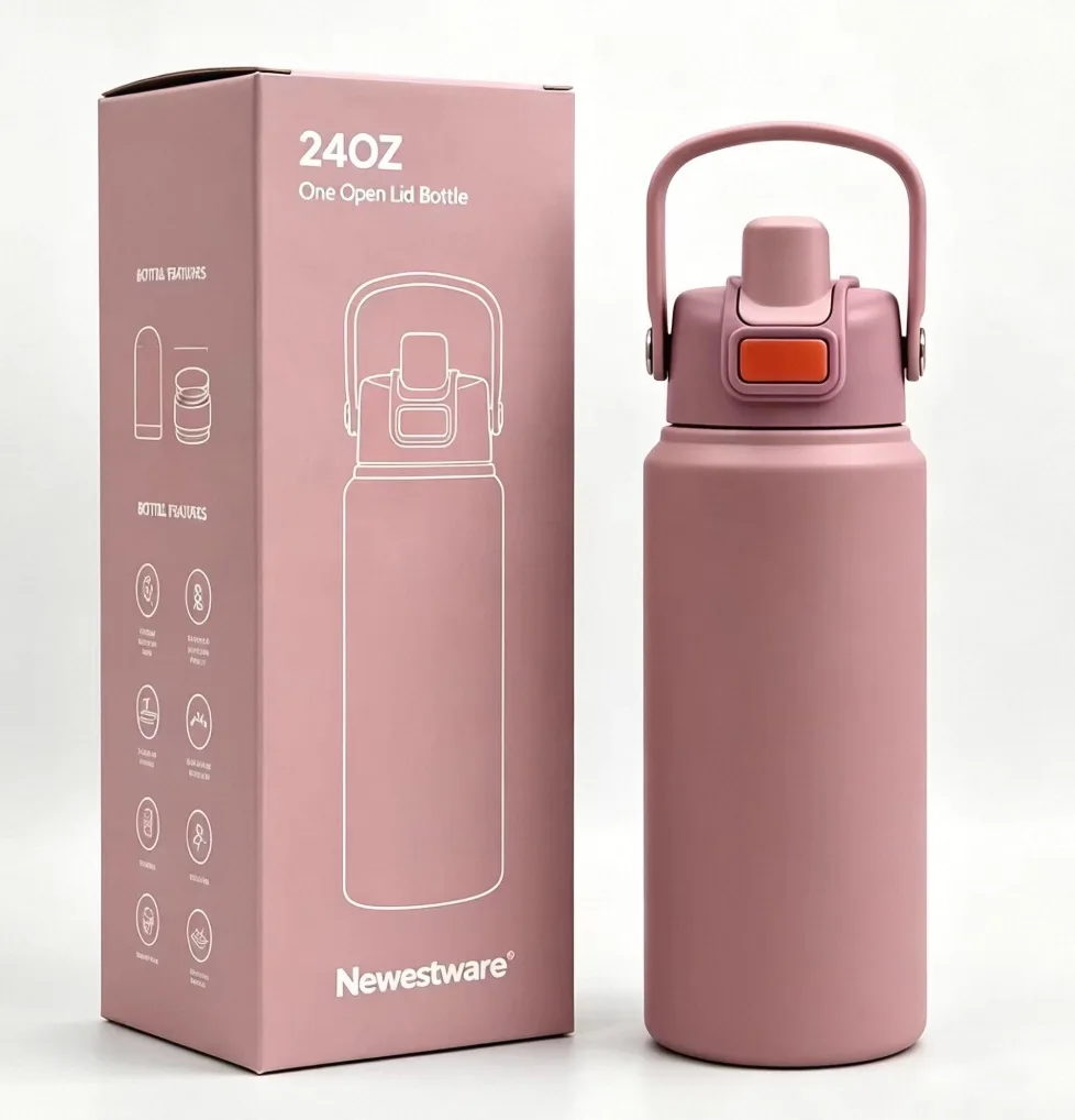 24 oz Insulated Water Bottle with Handle for Travel