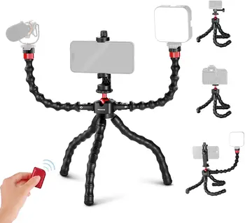 NEEWER T91 Flexible Tripod for iPhone Mini Cellphone Tripod Stand for Vlog, Magic Arms/Shutter/Phone Clamp/Action Camera Mount