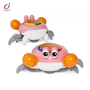 Chengji Fun Cartoon Animal Hand Beat Drum Sensory Toys Montessori Electric Crawling Crab Toy with Music Lights Fun for Kids