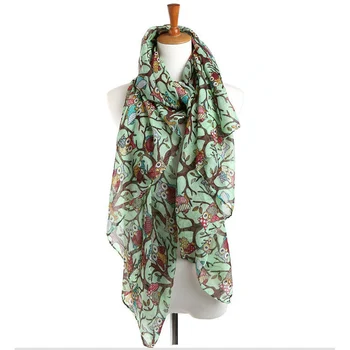 Wholesale Owl Print Women Scarves Voile Long Hijab Autumn Warm Large Shawls 90*180cm