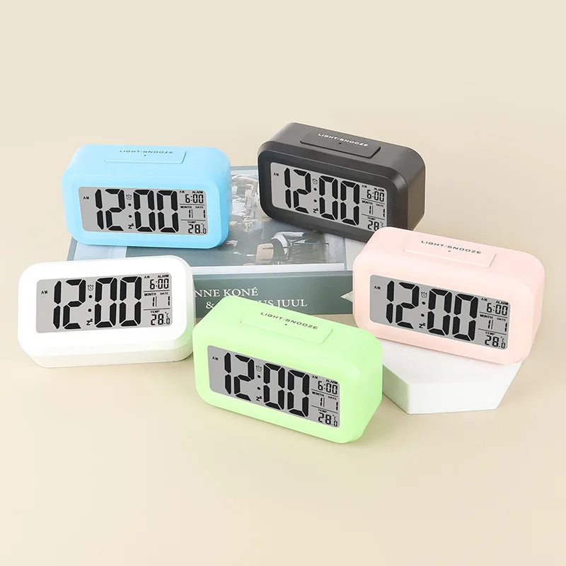 LCD Smart Clock Electronic Student Desktop Clock Mute Glow-in-the-dark Kids Wake up Alarm Clock