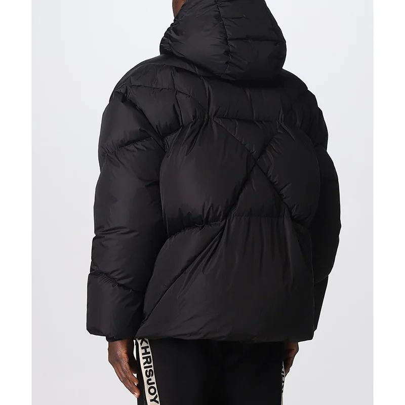 Winter Custom logo High Quality Heavyweight Puffer Coat Stand Collar Zip up Quilted Men Down Jacket