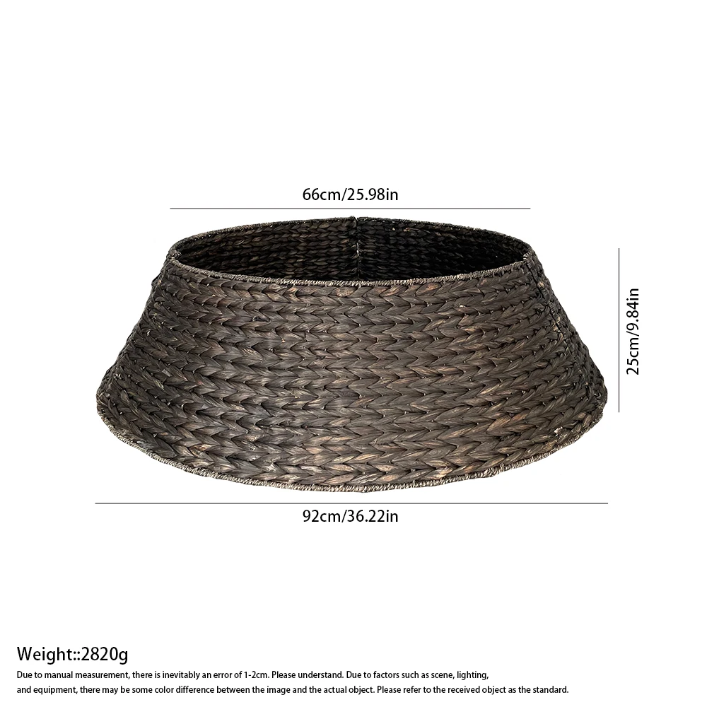 Natural Farmhouse Water Hyacinth Woven Tree Collar With Foot Base For Holiday Decorations And