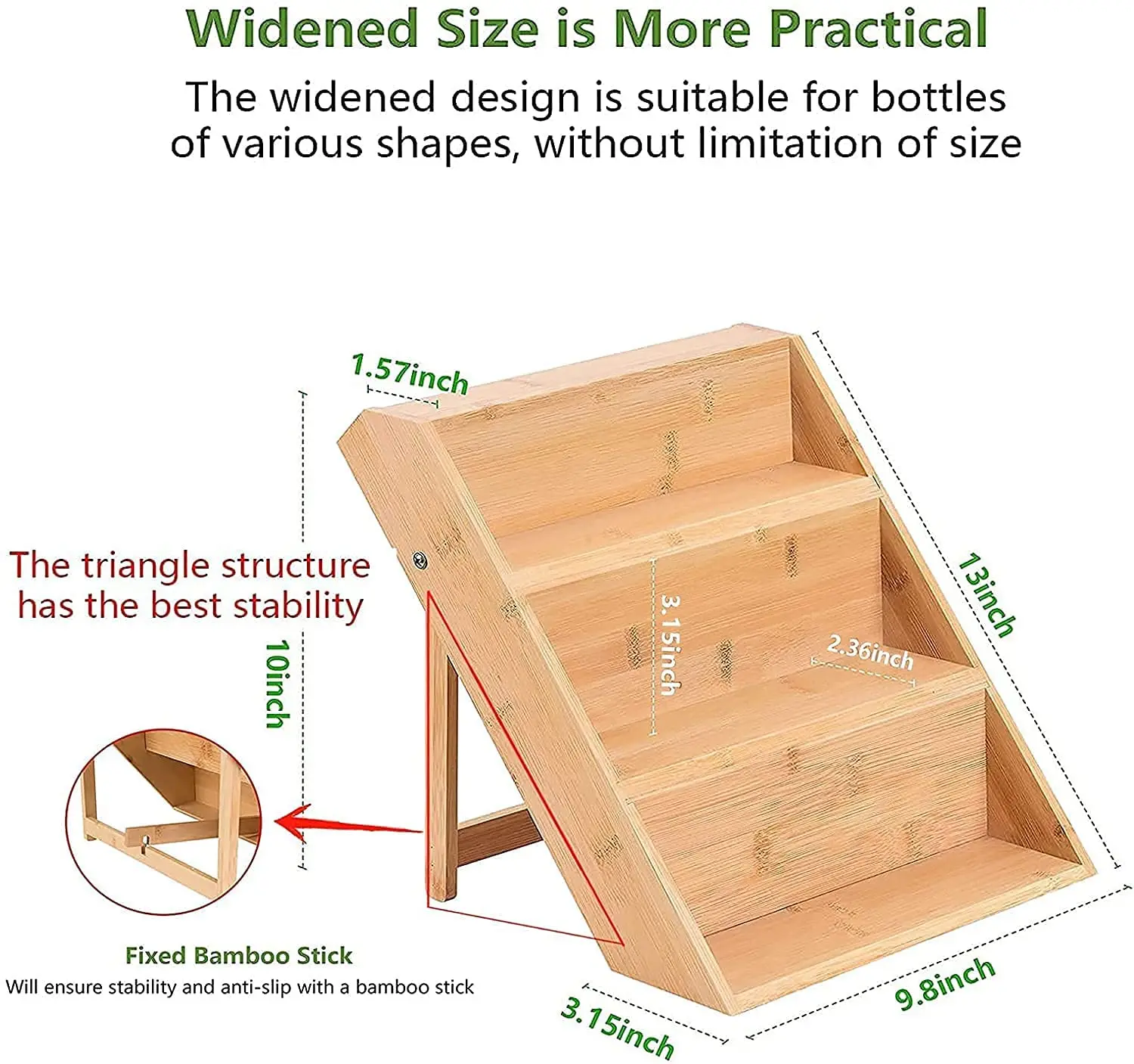  Churika Organizador de especias de bambú para gabinete, estante  plegable de 3 niveles, estante de especias de madera, organizador de  condimentos para encimera, cajón de cocina : Hogar y Cocina