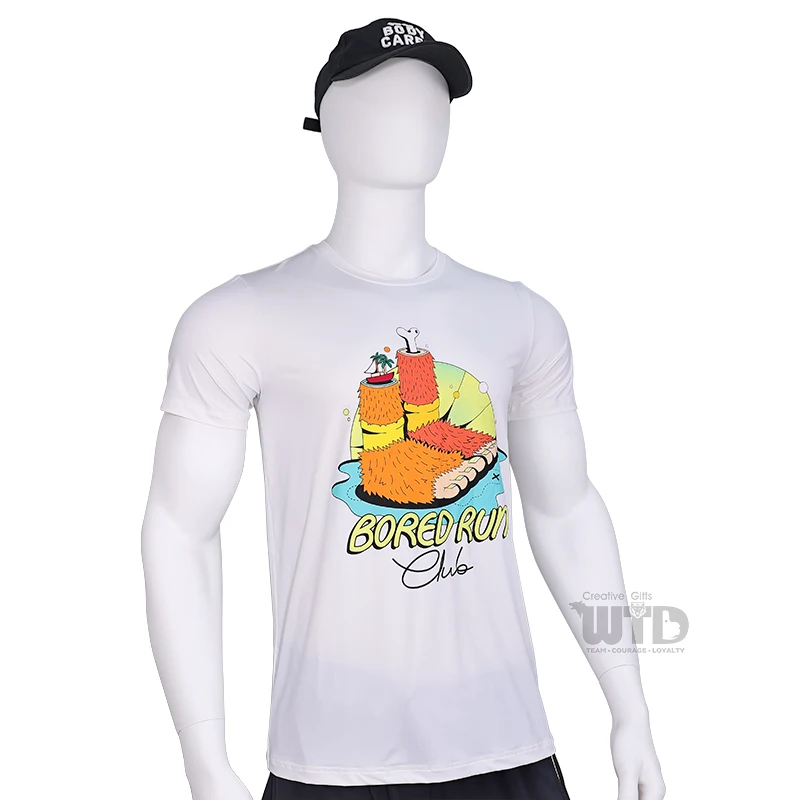 Camisola Personalizada de Secagem Rápida Respirável para Corrida de Maratona com Sublimação de Logotipo Colorido para Eventos Promocionais